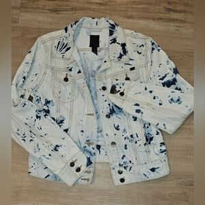 Lucky Brand Acid Wash Blue Tie Dye Denim Jacket Womens Medium Wash